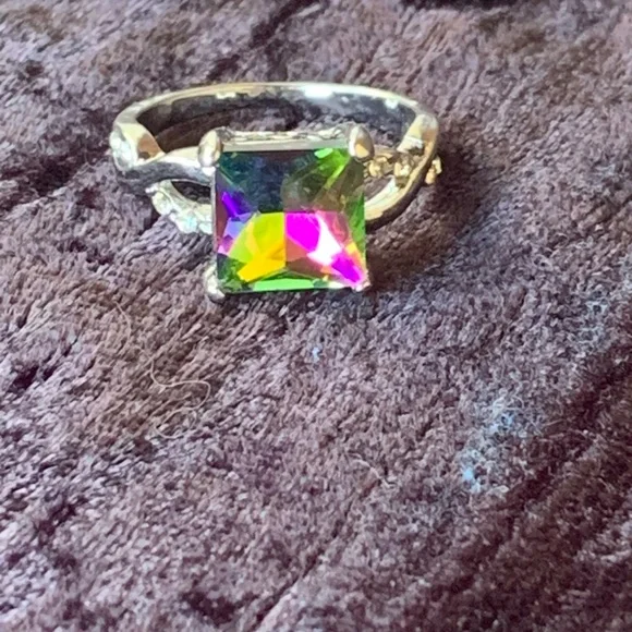 Faux Mystic Topaz and Diamond Ring - Picture 2 of 7